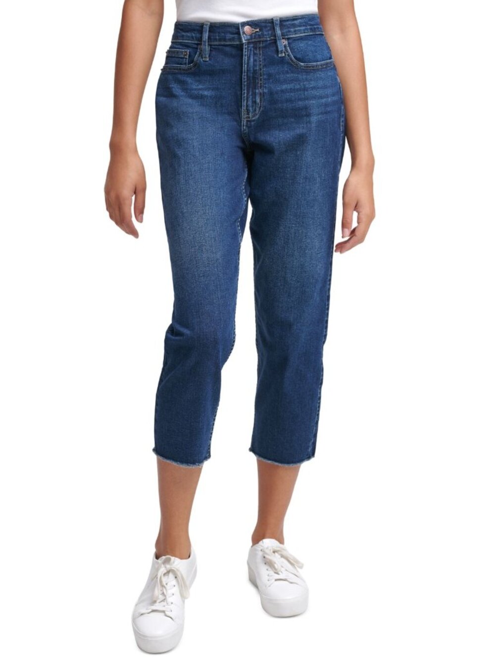 Calvin Klein Womens Jeans High Rise Cropped Straight Leg Jeans